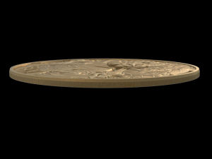 Coin with a Cossack with two sabers on a background of leaves 3D-printmodel