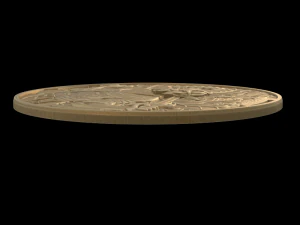 Coin with a Cossack with two sabers on a background of leaves 3D Print Model