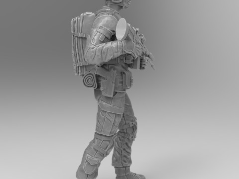 Military man with an assault rifle Fn Scar L 3D 프린트 모델