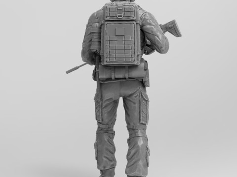 Military man with an assault rifle Fn Scar L 3D 프린트 모델