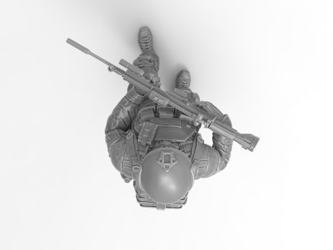 Military man with an assault rifle Fn Scar L 3D 프린트 모델