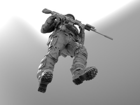 Military man with an assault rifle Fn Scar L 3D 프린트 모델