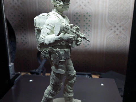 Military man with an assault rifle Fn Scar L 3D Print Model