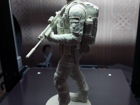 Military man with an assault rifle Fn Scar L 3D 프린트 모델