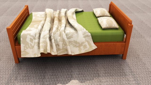 wooden bed 3D Model .c4d .max .obj .3ds .fbx .stl .blend 