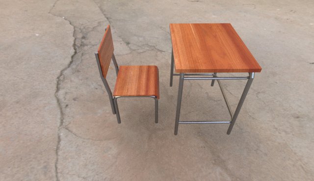 table and chair for classroom lowpoly 3D Model .c4d .max .obj .3ds .fbx .stl .blend 