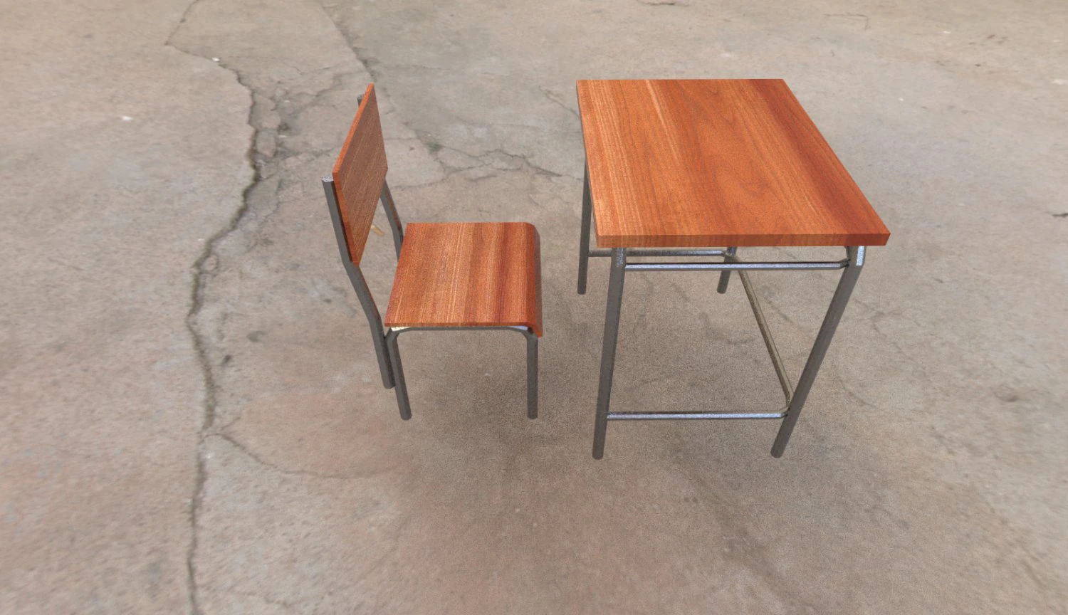 table and chair for classroom lowpoly 3D Model .c4d .max .obj .3ds .fbx .stl .blend 