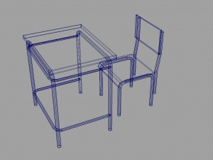 table and chair for classroom lowpoly 3D Model