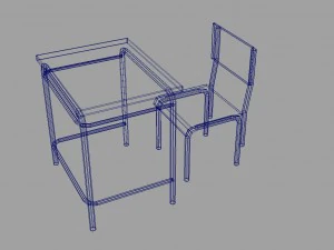 table and chair for classroom lowpoly 3D Model