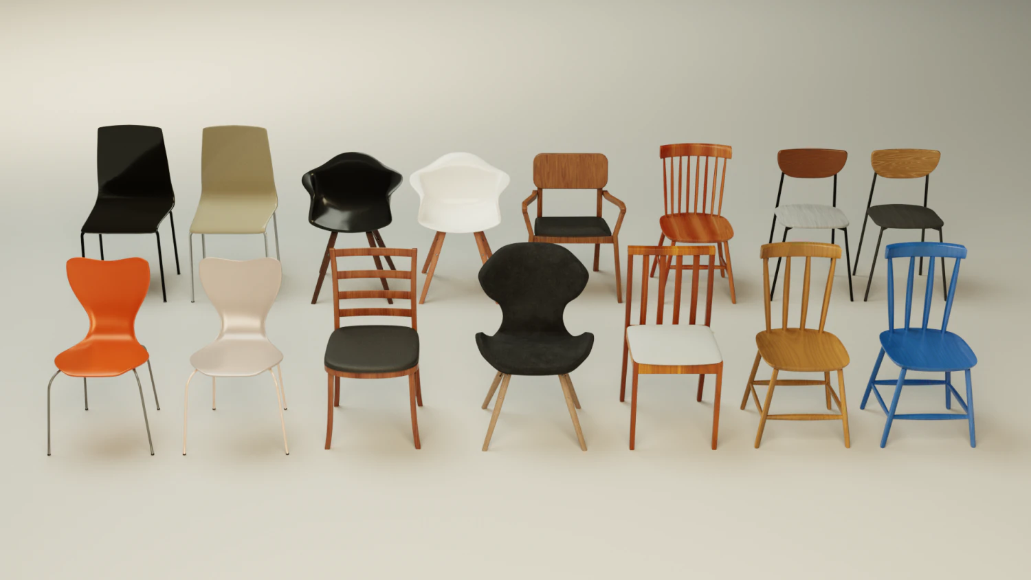 chair collection 3D Model .c4d .max .obj .3ds .fbx .stl .blend 