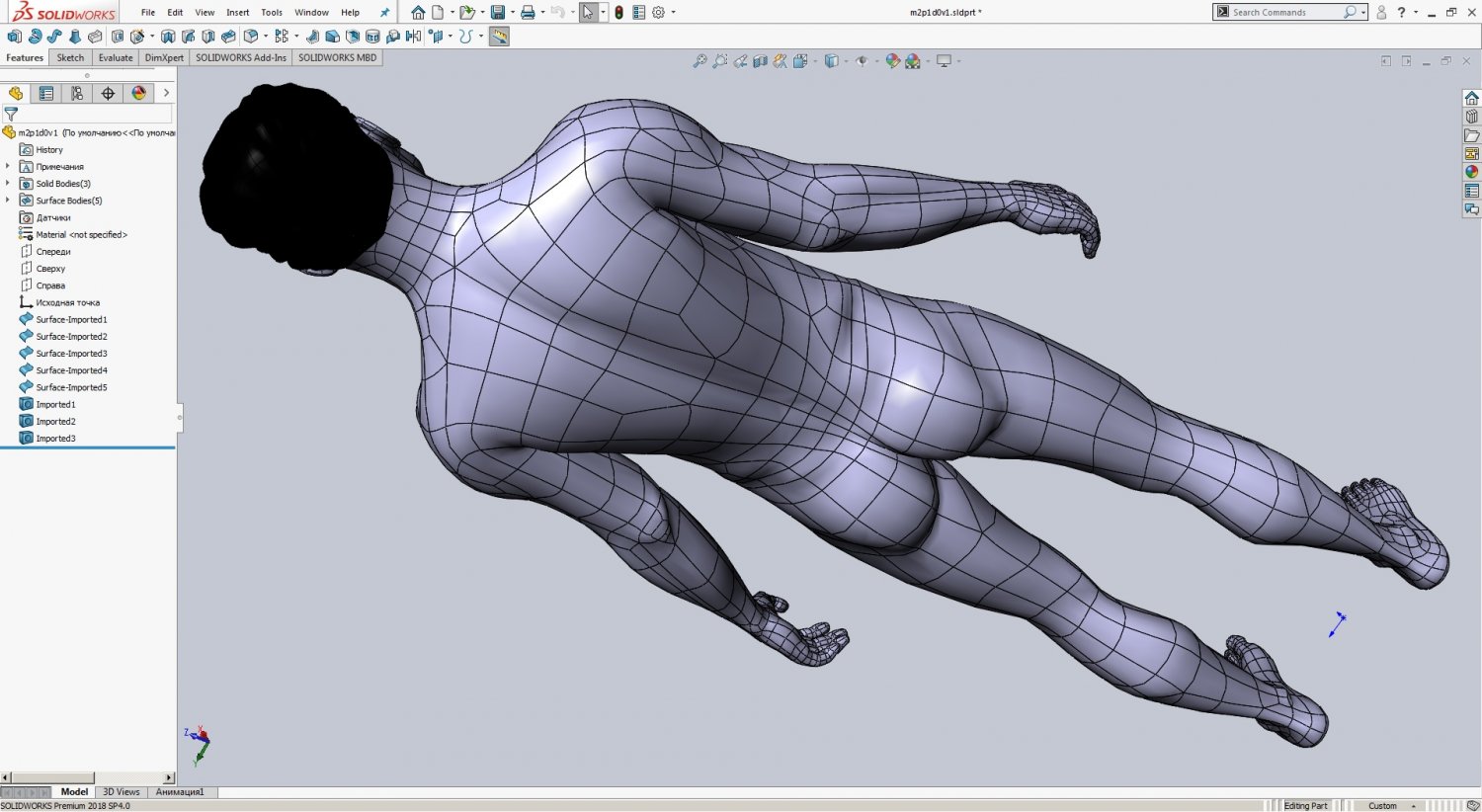 cad-friendly male model m2p1d0v1 3D Модель in Мужчина 3DExport