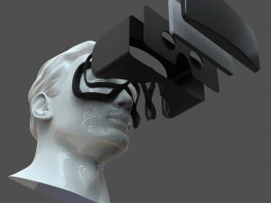cad male head model m2p1d0v1head and vr headset template 3D Model