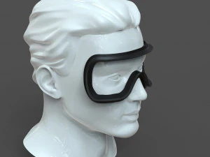 cad male head model m2p1d0v1head and vr headset template 3D Model