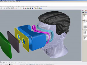 cad male head model m2p1d0v1head and vr headset template 3D Model