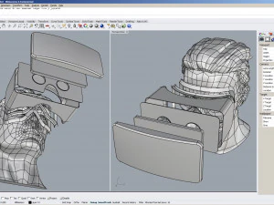 cad male head model m2p1d0v1head and vr headset template 3D Model