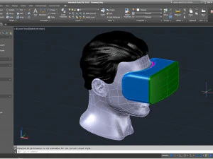 cad male head model m2p1d0v1head and vr headset template 3D Model