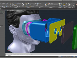 cad male head model m2p1d0v1head and vr headset template 3D Model