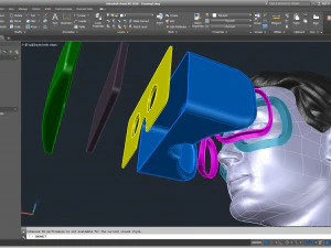 cad male head model m2p1d0v1head and vr headset template 3D Model