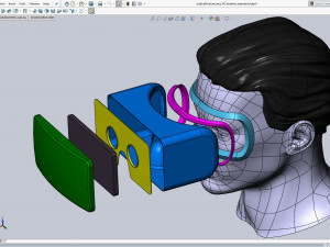 cad male head model m2p1d0v1head and vr headset template Modèle 3D