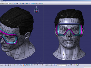 cad male head model m2p1d0v1head and vr headset template Modèle 3D