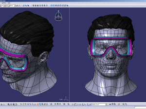 cad male head model m2p1d0v1head and vr headset template 3D Model