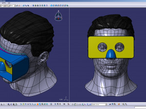 cad male head model m2p1d0v1head and vr headset template Modèle 3D