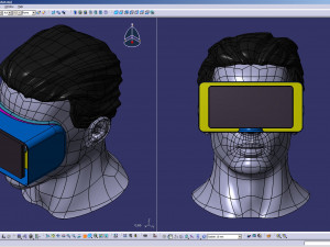 cad male head model m2p1d0v1head and vr headset template Modèle 3D