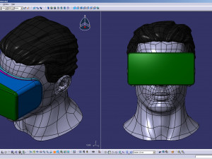 cad male head model m2p1d0v1head and vr headset template Modèle 3D