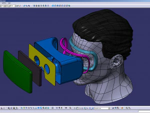 cad male head model m2p1d0v1head and vr headset template 3D Model