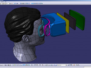 cad male head model m2p1d0v1head and vr headset template Modèle 3D