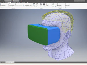 cad male head model m2p1d0v1head and vr headset template 3D Model