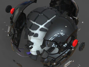 cad-friendly models kit helmet h1v1 and male head m1p1d0v1head 3D Model