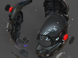 cad-friendly models kit helmet h1v1 and male head m1p1d0v1head 3D Model