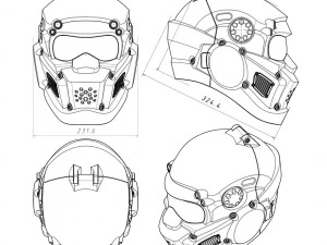 cad-friendly models kit helmet h1v1 and male head m1p1d0v1head 3D Model