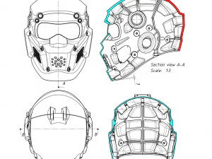cad-friendly models kit helmet h1v1 and male head m1p1d0v1head 3D Model