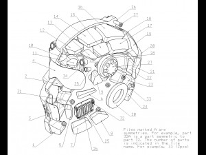 cad-friendly models kit helmet h1v1 and male head m1p1d0v1head 3D मॉडल