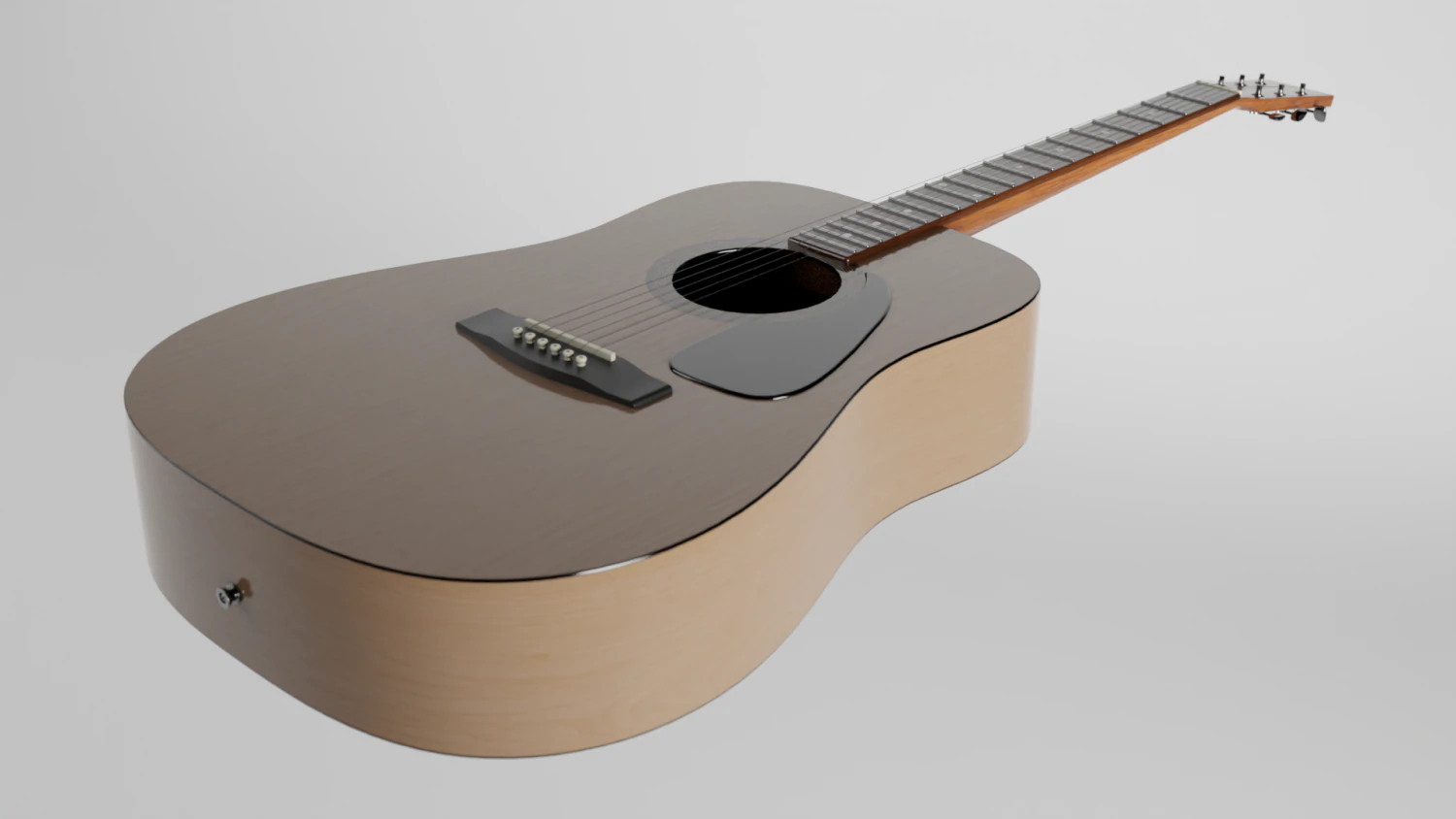 Acoustic Guitar 3D Model .c4d .max .obj .3ds .fbx .stl .blend 