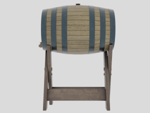 Wooden Barrel and stand Modello 3D