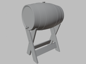 Wooden Barrel and stand Modello 3D