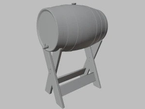 Wooden Barrel and stand 3D Model