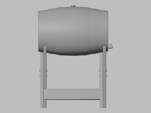Wooden Barrel and stand Modello 3D