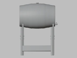 Wooden Barrel and stand 3D Model
