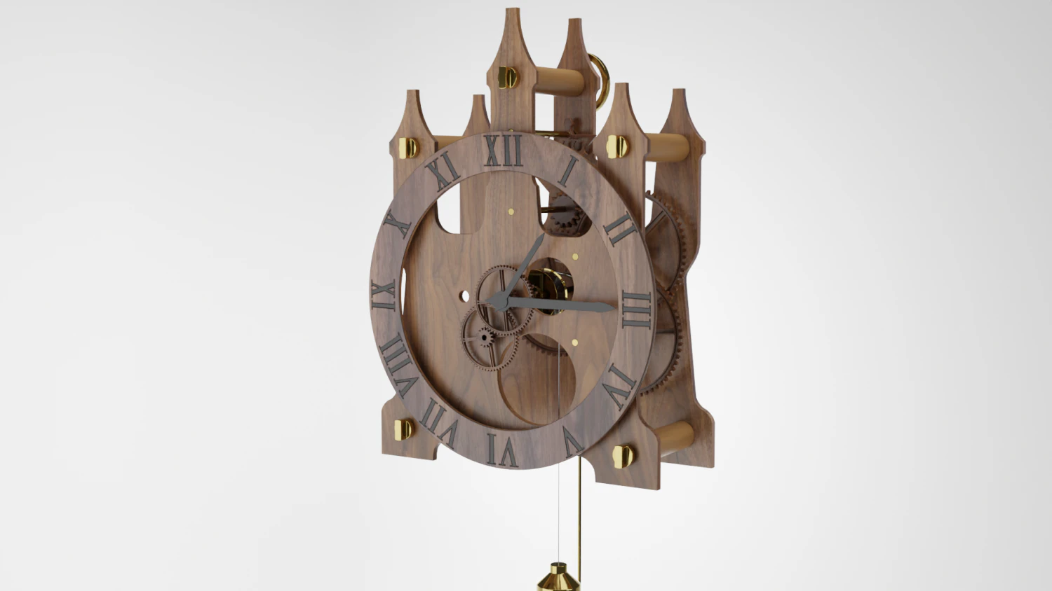 木制挂钟开放式设计 3D 模型 .c4d .max .obj .3ds .fbx .stl .blend 