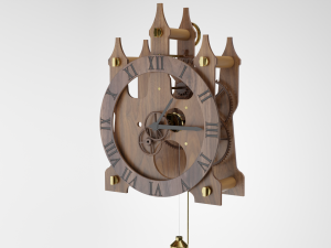 Wooden Wall Clock Open Case Design 3D Model