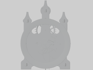 Wooden Wall Clock Open Case Design 3D Model