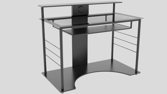 Computer Desk with Glass Top 3D Model .c4d .max .obj .3ds .fbx .stl .blend 