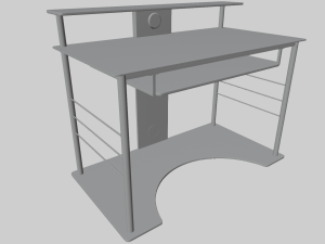 Computer Desk with Glass Top 3D Model