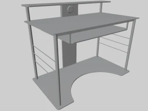Computer Desk with Glass Top 3D Model