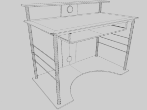 Computer Desk with Glass Top 3D Model