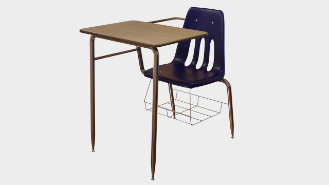 School Desk 3D मॉडल .c4d .max .obj .3ds .fbx .stl .blend 